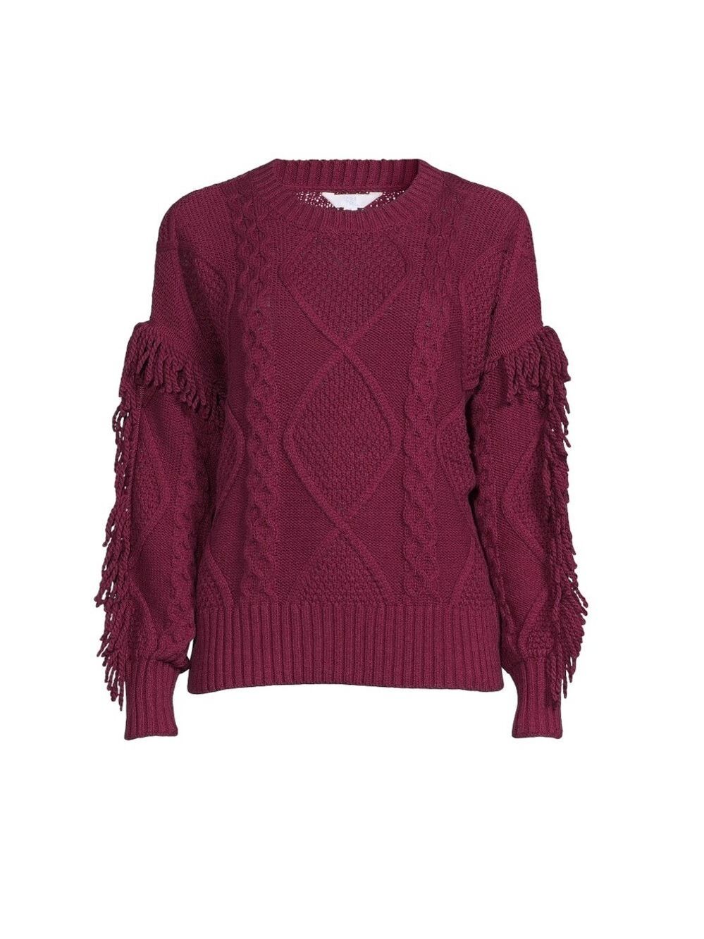 Time and Tru fringed boho cable knit crew neck sweater plus size XXXL (22)